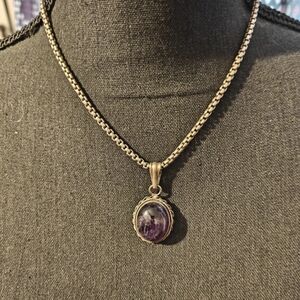 Oval Sterling Silver Amethyst Pendant